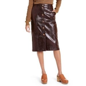Rachel Comey For Target Skirt 4 Faux Leather Textured Brown Pencil Skirt NWT